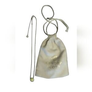 Kendra Scott Silver Tone Necklace Yellow Tennis BallShort Pendant Lobster Clasp